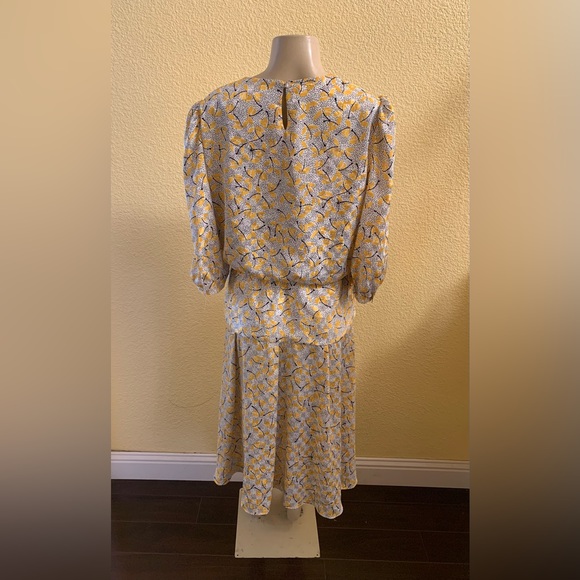 VTG Lorac Original Size ? Multicolored Leaf Print Short Sleeve Drop Waist Dress - Picture 4 of 9